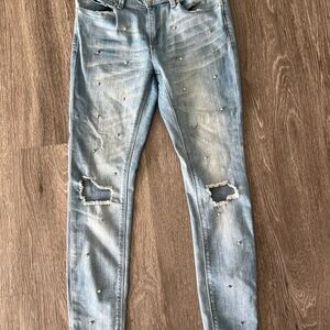 Indigo Rein Distressed Light Blue Junior Jeans size 7